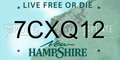 7CXQ12 New Hampshire License Plate