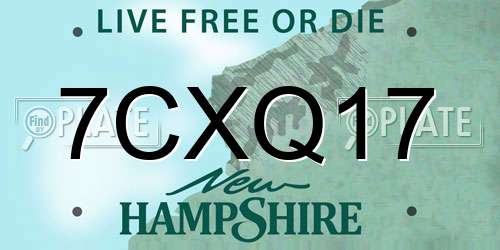 7CXQ17 New Hampshire License Plate