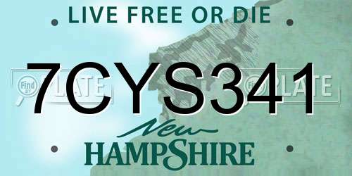 7CYS341 New Hampshire License Plate