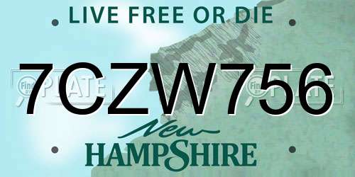 7CZW756 New Hampshire License Plate