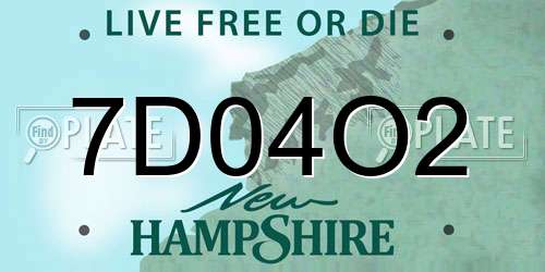 7D04O2 New Hampshire License Plate