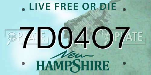 7D04O7 New Hampshire License Plate