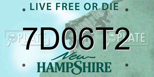7D06T2 New Hampshire License Plate