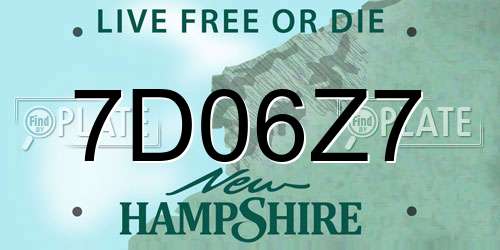 7D06Z7 New Hampshire License Plate