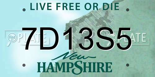 7D13S5 New Hampshire License Plate