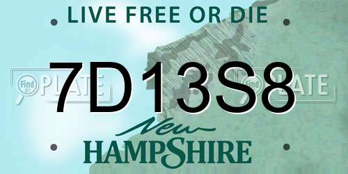 7D13S8 New Hampshire License Plate