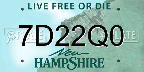 7D22Q0 New Hampshire License Plate