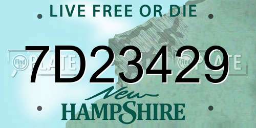 7D23429 New Hampshire License Plate
