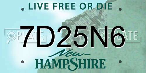 7D25N6 New Hampshire License Plate