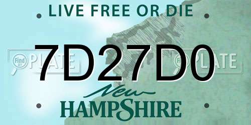 7D27D0 New Hampshire License Plate