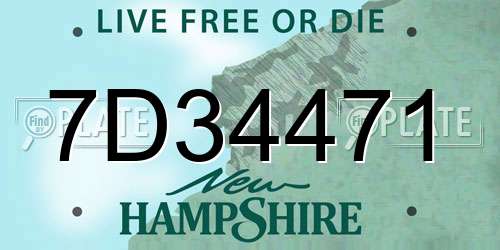 7D34471 New Hampshire License Plate