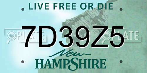7D39Z5 New Hampshire License Plate
