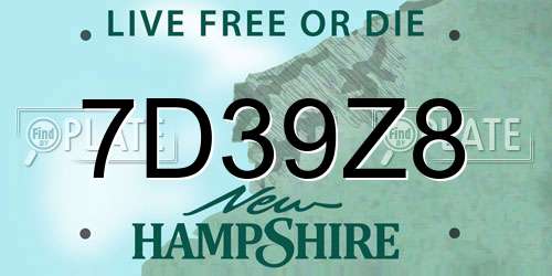 7D39Z8 New Hampshire License Plate