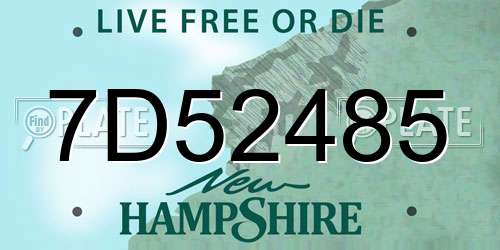 7D52485 New Hampshire License Plate