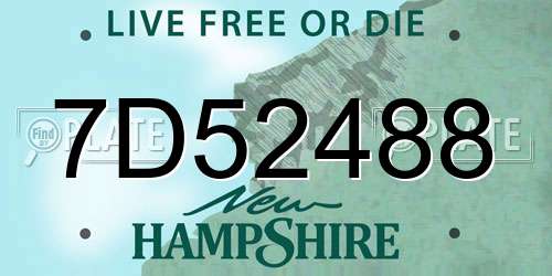 7D52488 New Hampshire License Plate