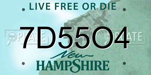 7D55O4 New Hampshire License Plate