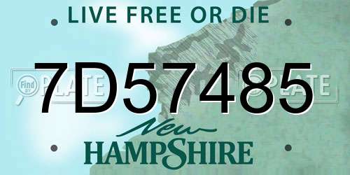 7D57485 New Hampshire License Plate