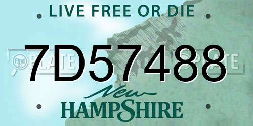7D57488 New Hampshire License Plate
