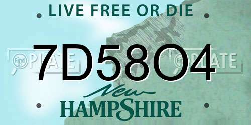 7D58O4 New Hampshire License Plate