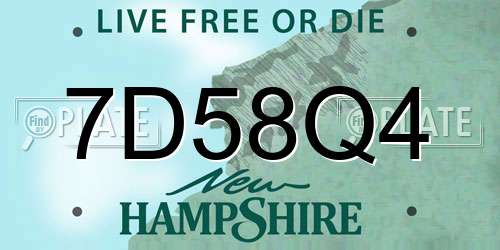 7D58Q4 New Hampshire License Plate