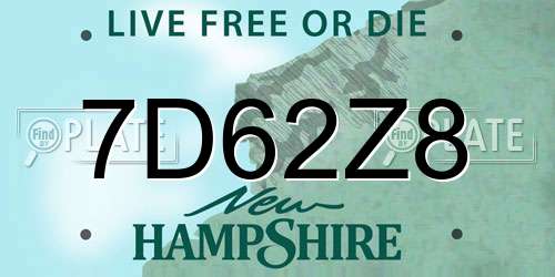7D62Z8 New Hampshire License Plate