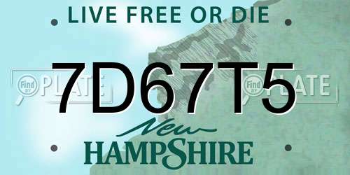 7D67T5 New Hampshire License Plate
