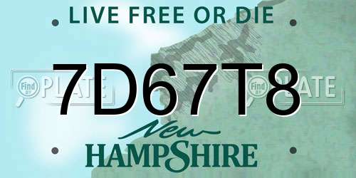 7D67T8 New Hampshire License Plate
