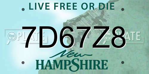 7D67Z8 New Hampshire License Plate