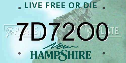 7D72O0 New Hampshire License Plate