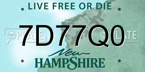 7D77Q0 New Hampshire License Plate