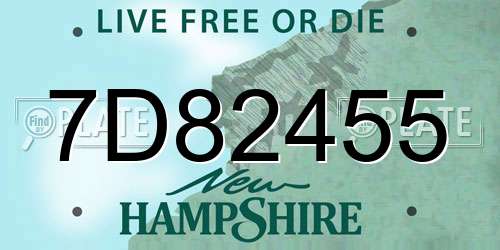 7D82455 New Hampshire License Plate