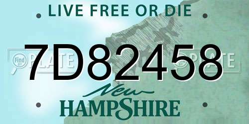7D82458 New Hampshire License Plate