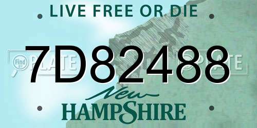 7D82488 New Hampshire License Plate