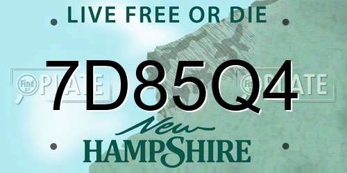 7D85Q4 New Hampshire License Plate