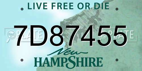 7D87455 New Hampshire License Plate