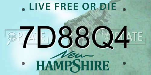 7D88Q4 New Hampshire License Plate