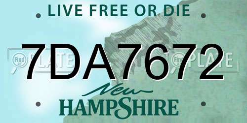 7DA7672 New Hampshire License Plate