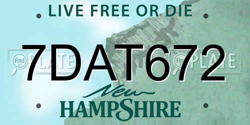 7DAT672 New Hampshire License Plate
