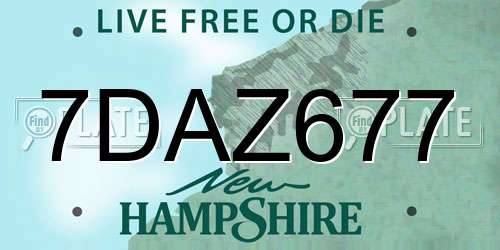 7DAZ677 New Hampshire License Plate