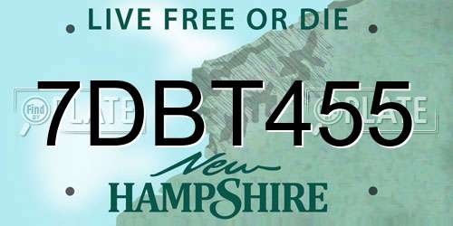 7DBT455 New Hampshire License Plate