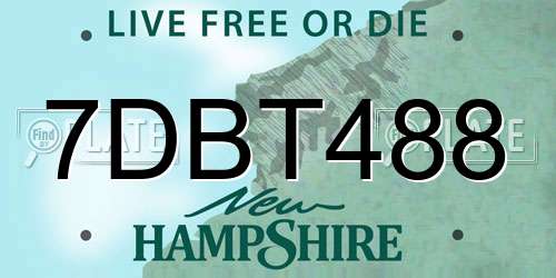 7DBT488 New Hampshire License Plate