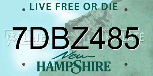 7DBZ485 New Hampshire License Plate