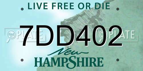 7DD402 New Hampshire License Plate