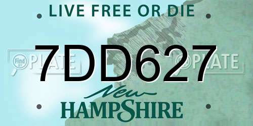7DD627 New Hampshire License Plate