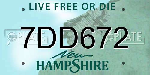 7DD672 New Hampshire License Plate