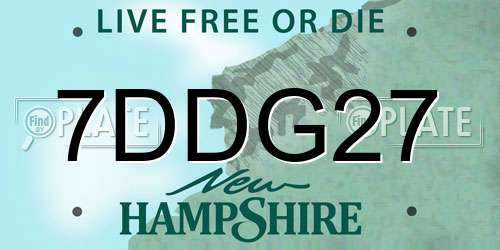 7DDG27 New Hampshire License Plate