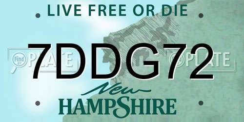 7DDG72 New Hampshire License Plate