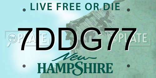 7DDG77 New Hampshire License Plate