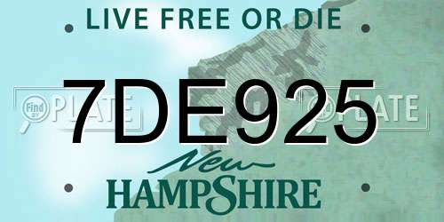 7DE925 New Hampshire License Plate