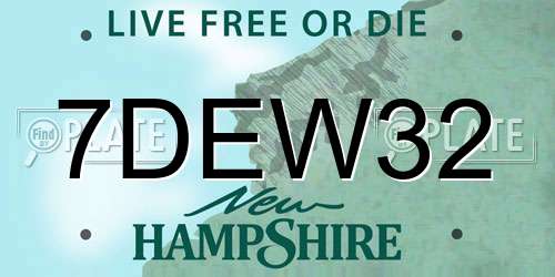 7DEW32 New Hampshire License Plate